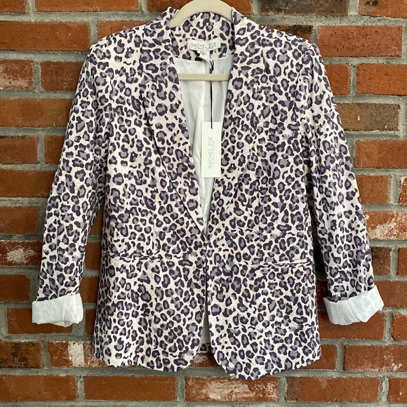 Rachel Zoe Jackets & Blazers - RACHEL ZOE “Snow Leopard” Open Front Linen Blazer Jacket
